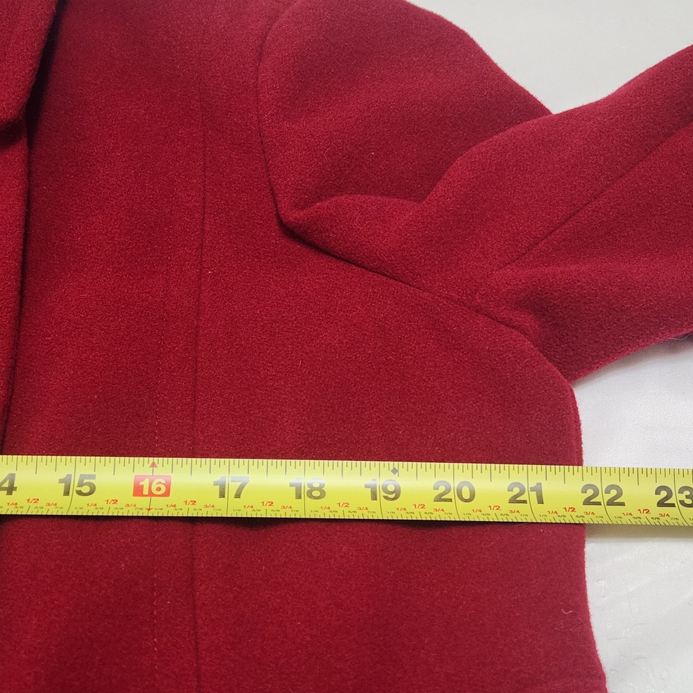 Calvin Klein Wool Blend Double Breasted Red Peacoat Coat Women's Size 14 Classic - Picture 6 of 12